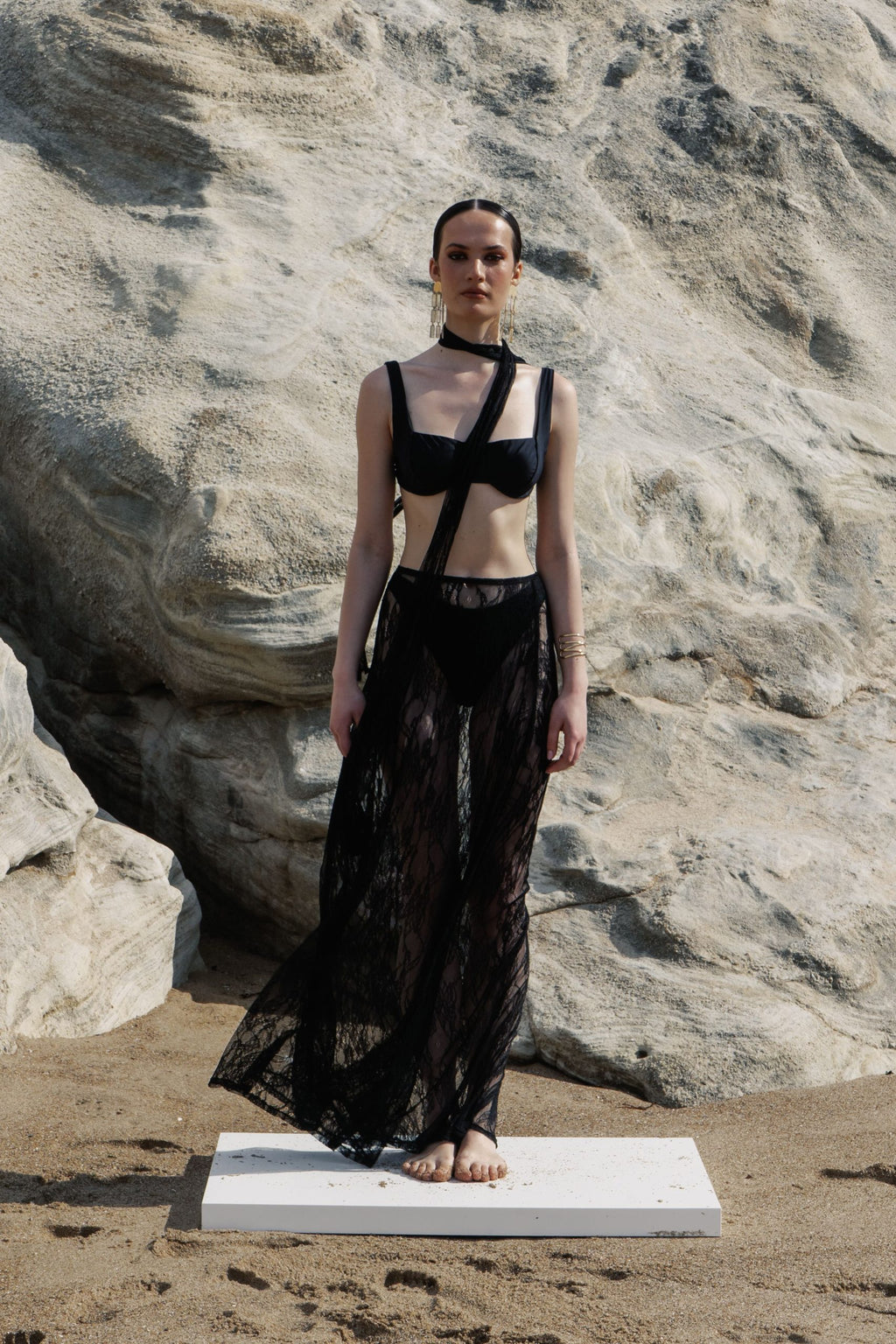 Raven | Black Lace Skirt and Scarf