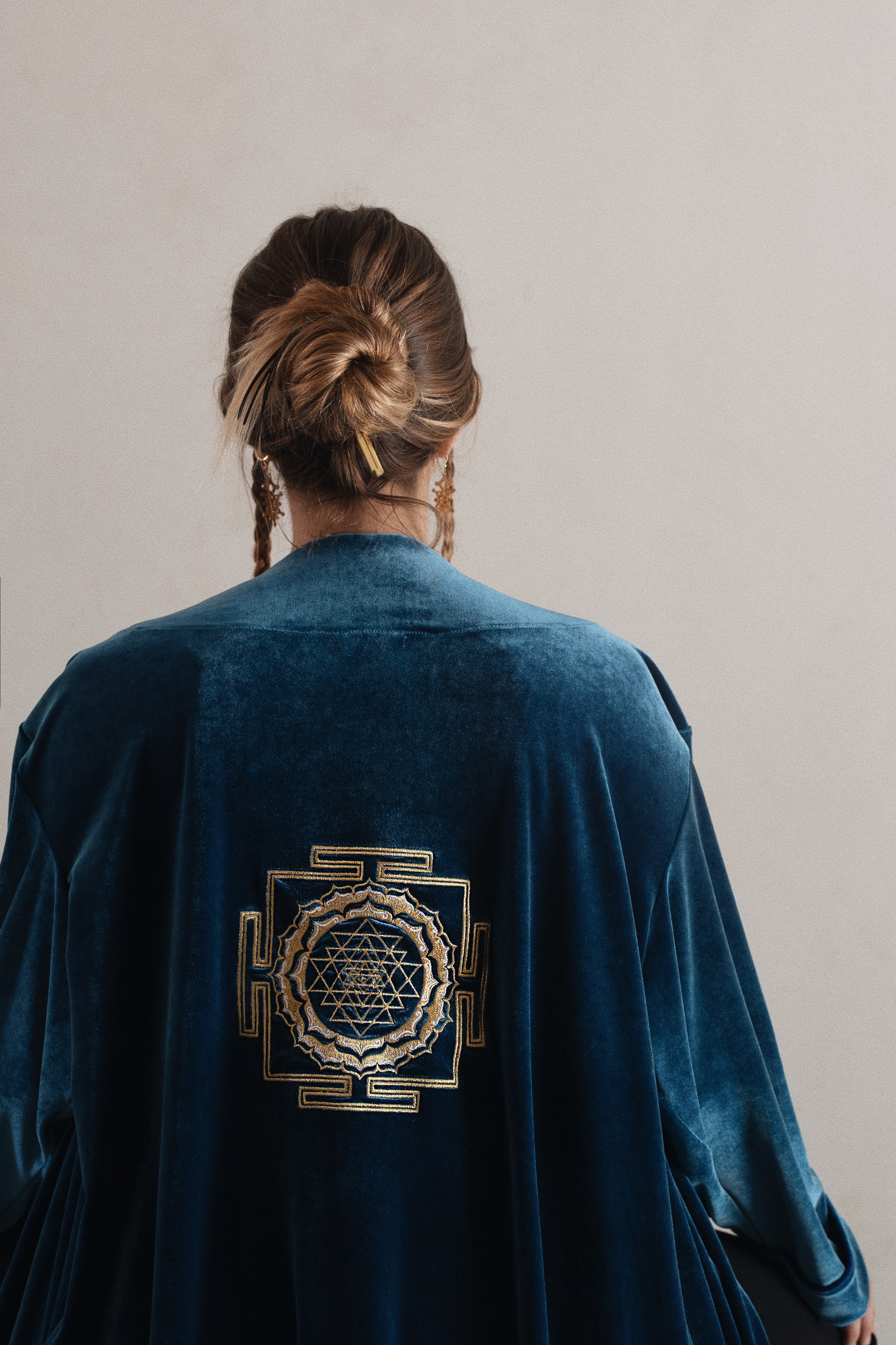 Kimono Shanti Velvet - Petroleum blue