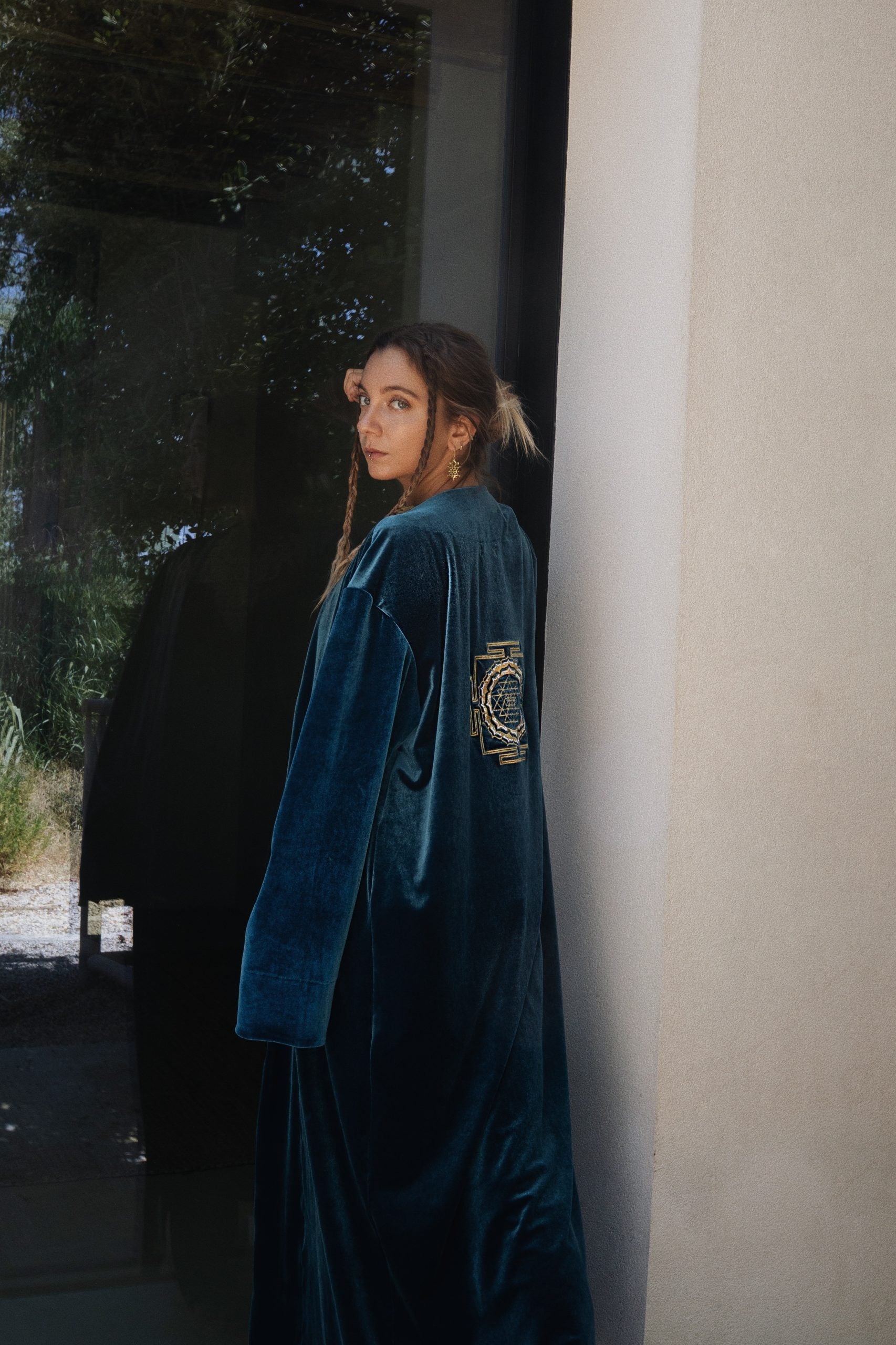 Kimono Shanti Velvet - Petroleum blue