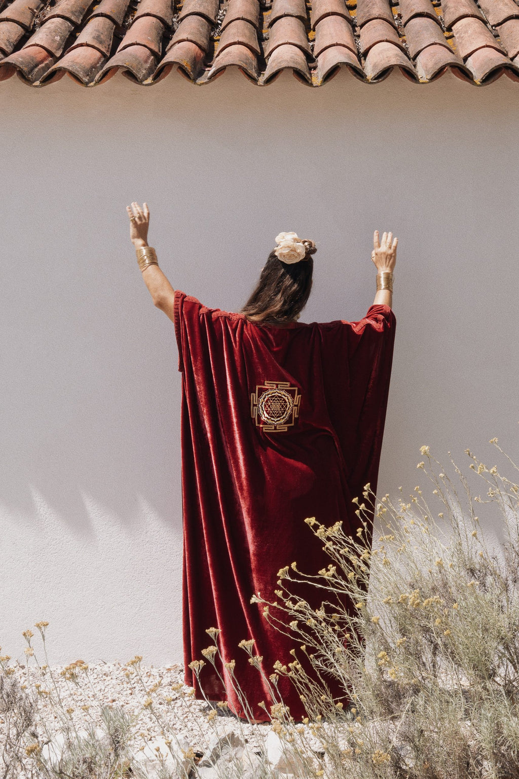 Kimono Gaia Veludo Bordeaux