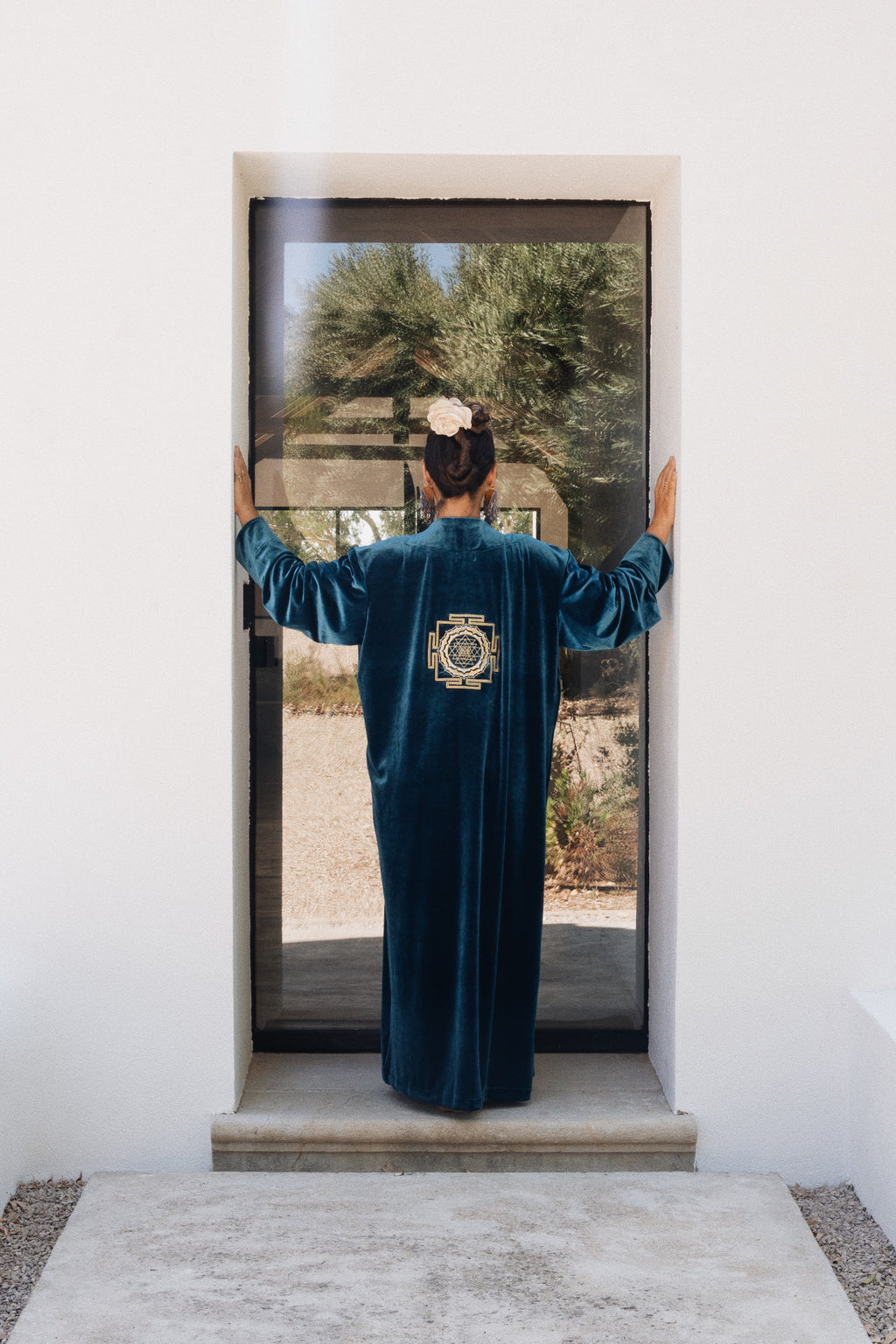 Kimono Shanti Velvet - Petroleum blue