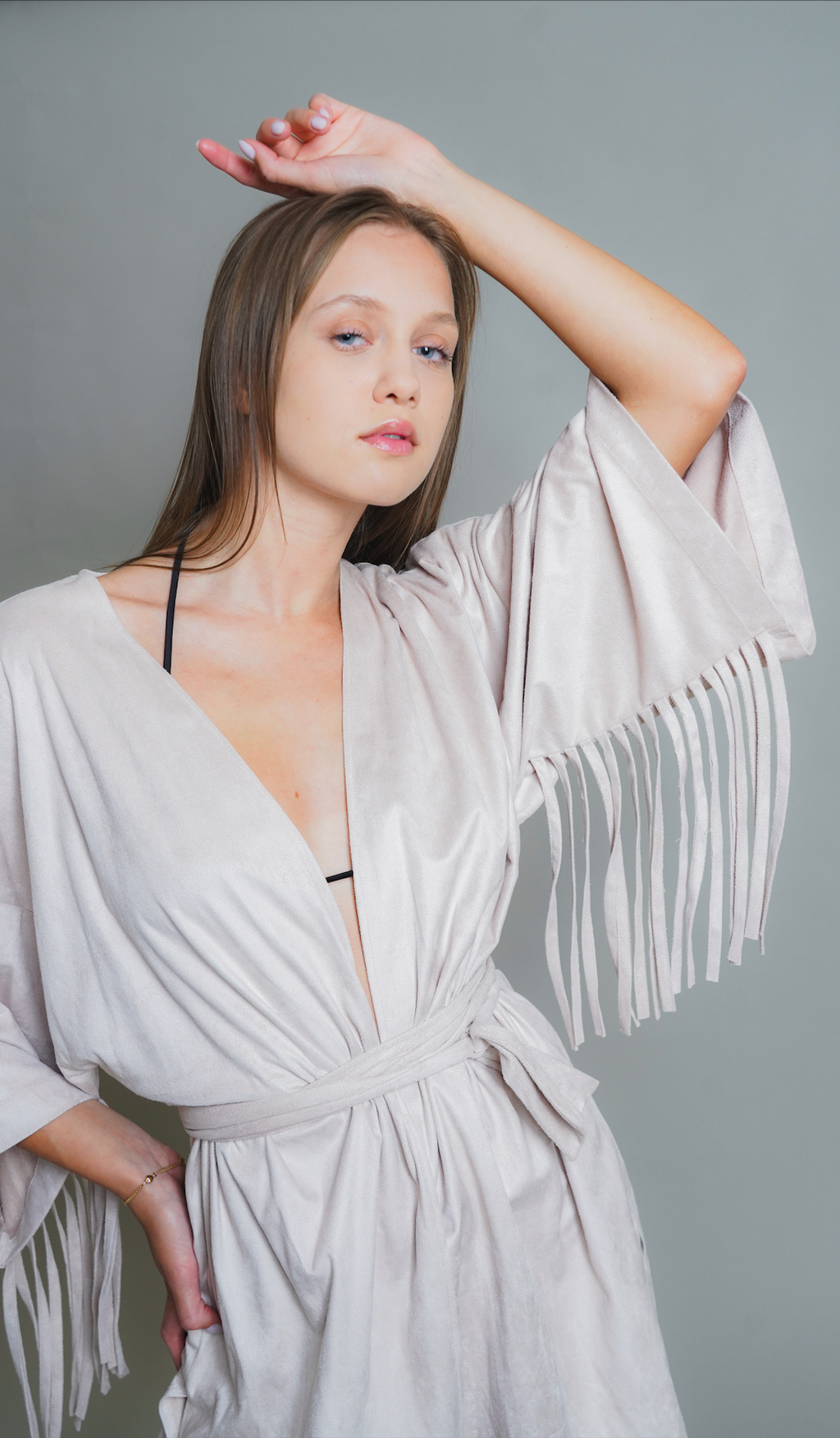 Nomad | Nude Kimono with Fringe