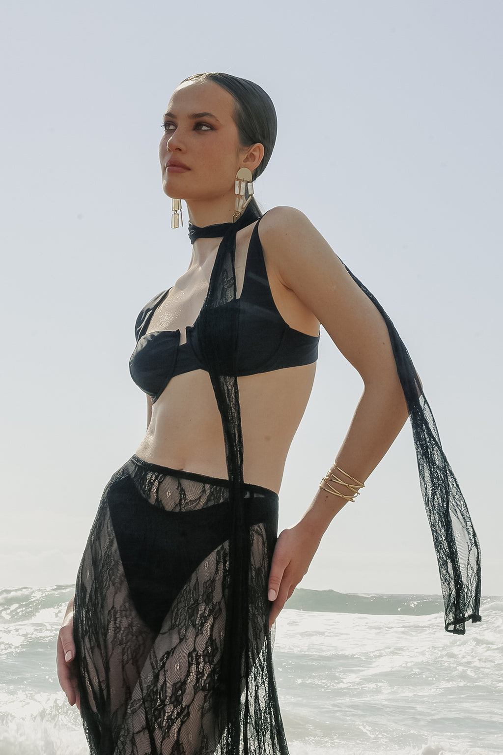 Raven | Black Lace Skirt and Scarf