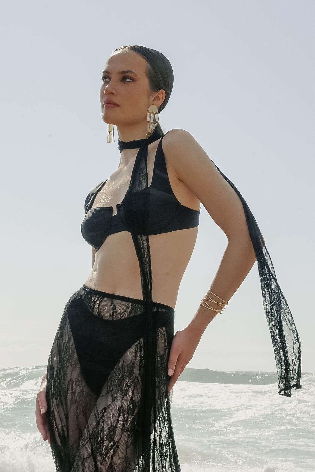 Raven | Black Lace Skirt and Scarf